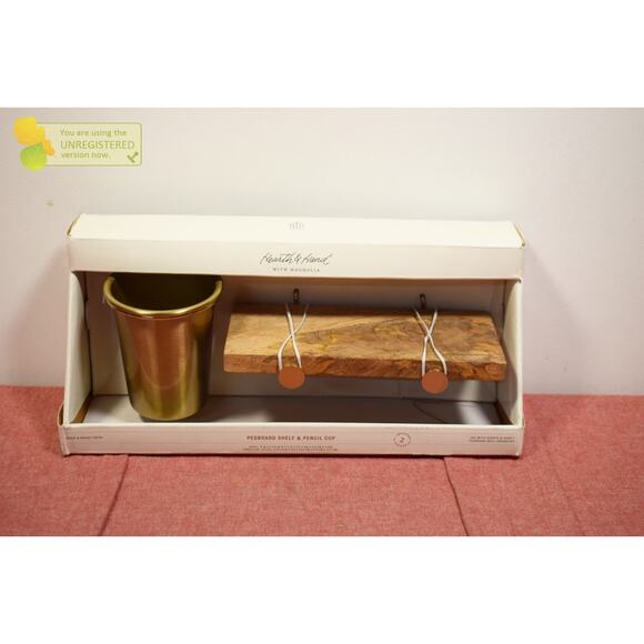 Hearth & Hand with Magnolia Peg Board Shelf and Accessories Kit Gold - Picture 1 of 4